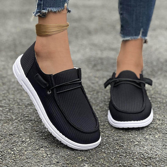 Casual Slip-on Flats Shoes Women Fashion Solid Color Loafers Lazy Shoes - Mubimart