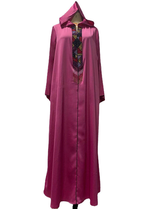 Hooded Robe Purple Dress With Diamond Tassels Women - Mubimart