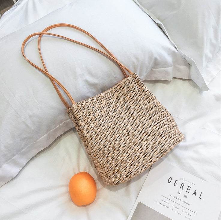 Bag straw woven fashion women shoulder tote handmade bag summer leisure ladies knitting handbag Feminine beach bags bolsos mujer - Mubimart
