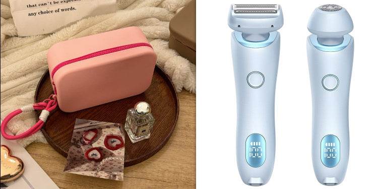 2 In 1 Hair Removal Epilator USB Rechargeable Trimmer Women Body Razor Face Leg Armpit Bikini Hand Pubic Shaver Hair Remover - Mubimart