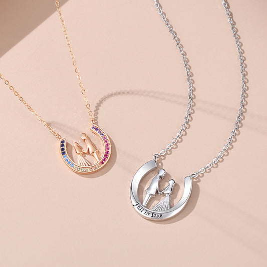 Couple Necklace Sterling Silver Couple Love Geometry