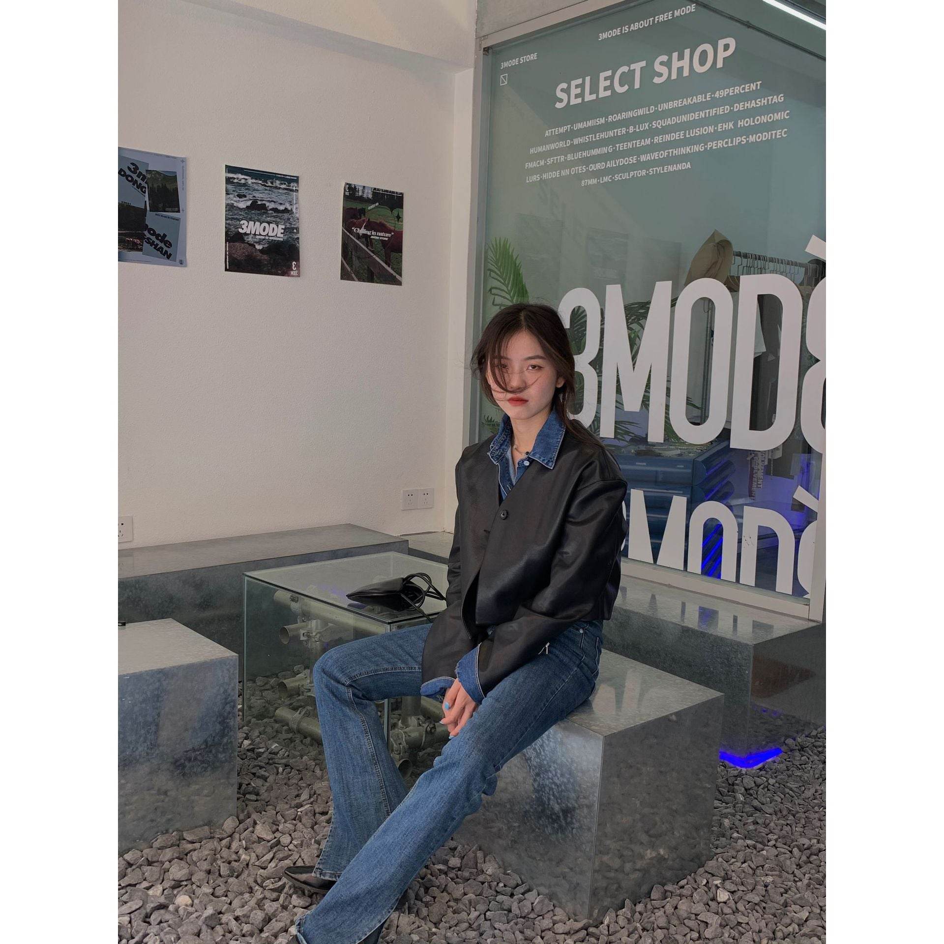 Women's High Waist Casual Stretch Flare Slit Jeans Women - Mubimart