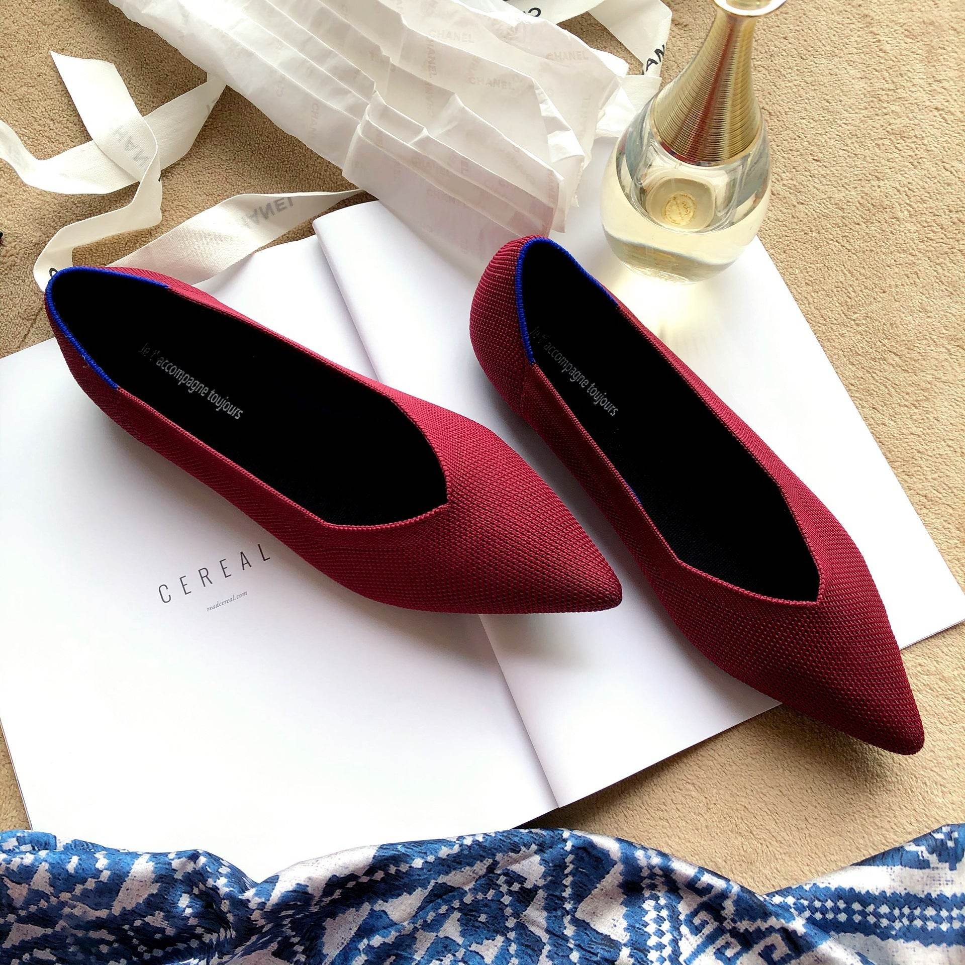 Women's Pointed Toe Casual Woven Flat Shoes - Mubimart