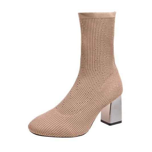 Elastic boots women high heels - Mubimart