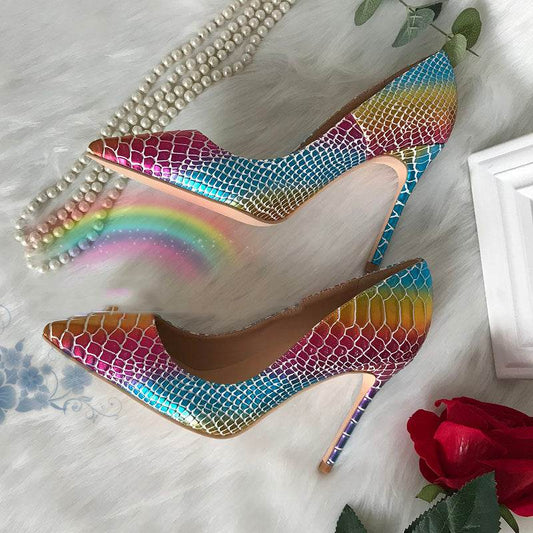 Gradient snake print point-toe pumps - Mubimart