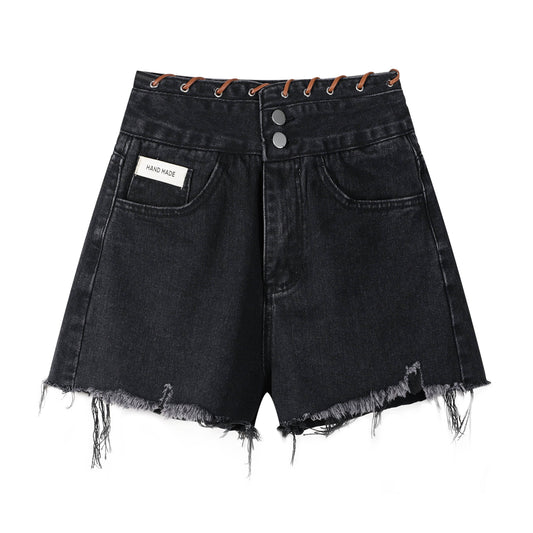 High Waisted Wide Leg Denim Shorts For Women - Mubimart