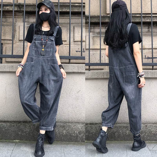 Plus Size Straight Loose Cropped Jumpsuit - Mubimart