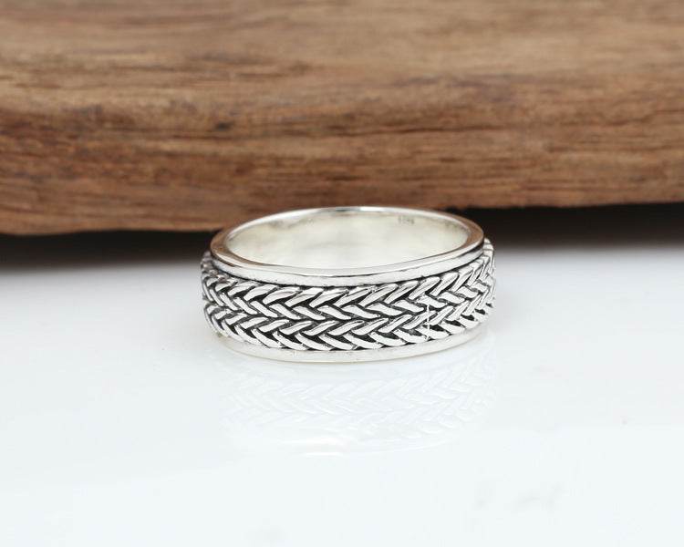 Handmade Vintage Thai Silver Personalized Ring Men - Mubimart