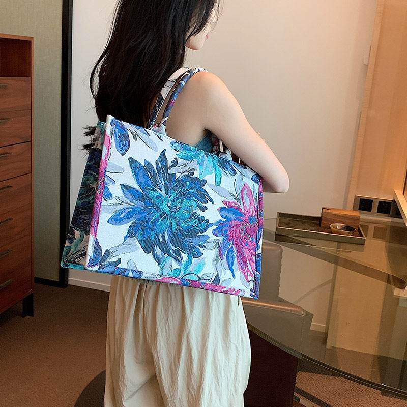 Textured Oil Painting Crossbody Bag For Women - Mubimart