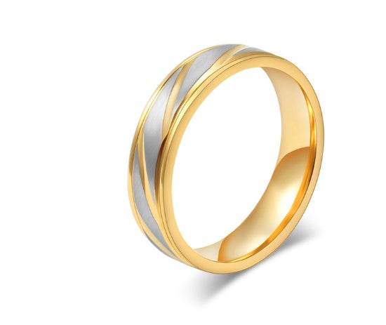 Classic Wedding Ring For Women Men Gold Color - Mubimart