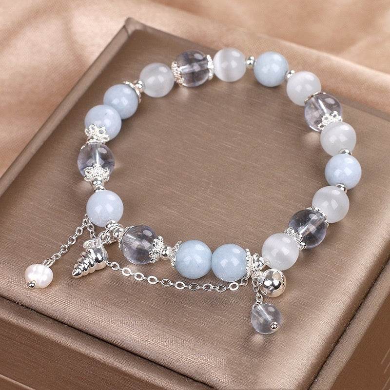 Sweet Aquamarine Beaded Bracelet For Women - Mubimart