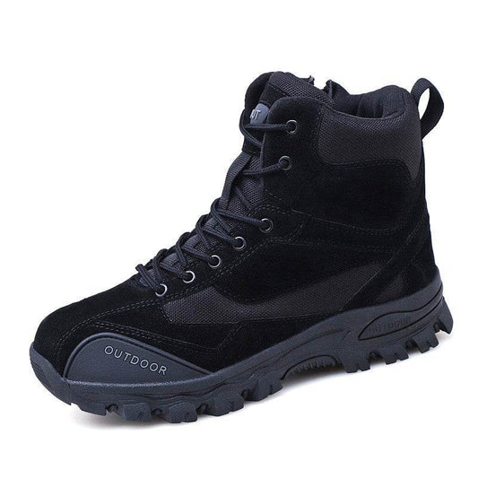 Men's Warm Snow Boots Cowhide Leather Military Shoes Men Waterproof Winter Boots - Mubimart