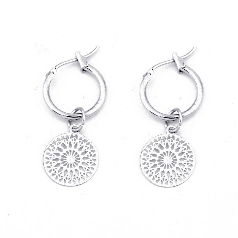 Funny Smile Face Hoop Earrings Pendant For Women Gold Alloy Geometric Carving Earring Jewelry - Mubimart