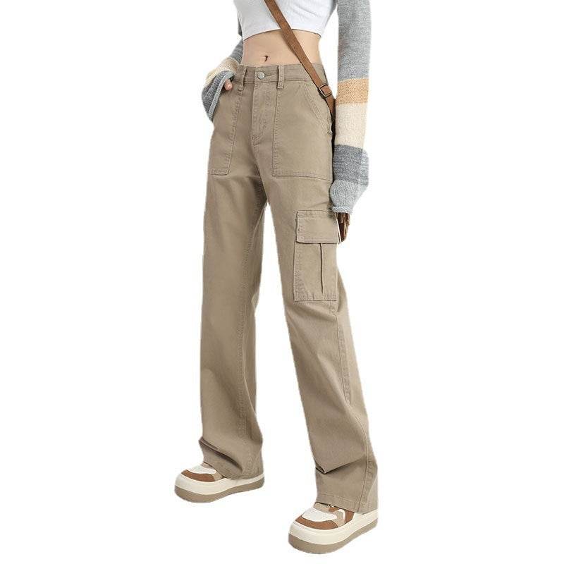 American Retro Hot Girl Design Sense Cargo Jeans Women - Mubimart