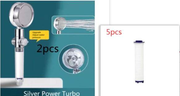 Shower Head Water Saving Flow 360 Degrees Rotating With Small Fan ABS Rain High Pressure Spray Nozzle Bathroom Accessories - Mubimart