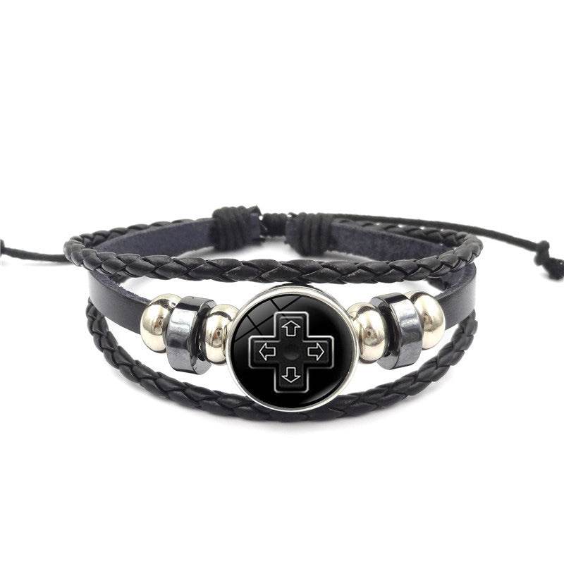 Game Controller Snap Leather Bracelet Men And Women Fashion Personalized Bracelet Handmade Multi-layer Beaded Weave Carrying Strap - Mubimart