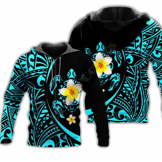 Printed Hoodie Turtle Print Hoodie 3D Zipper Hoodie - Mubimart