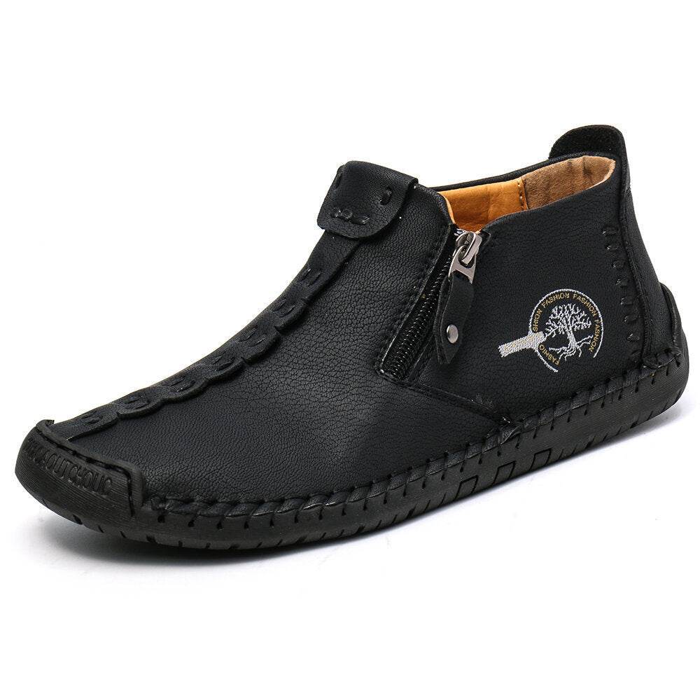 Men Ankle Boots Zipper Outdoor Hiking Shoes - Mubimart