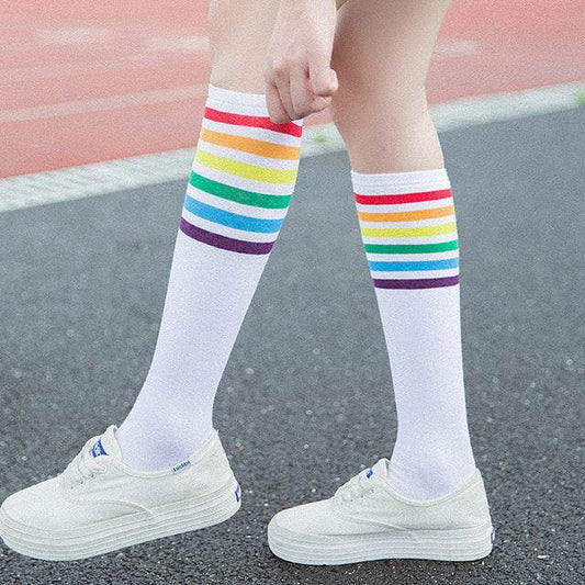 Calf socks stripe movement and knee high hose - Mubimart