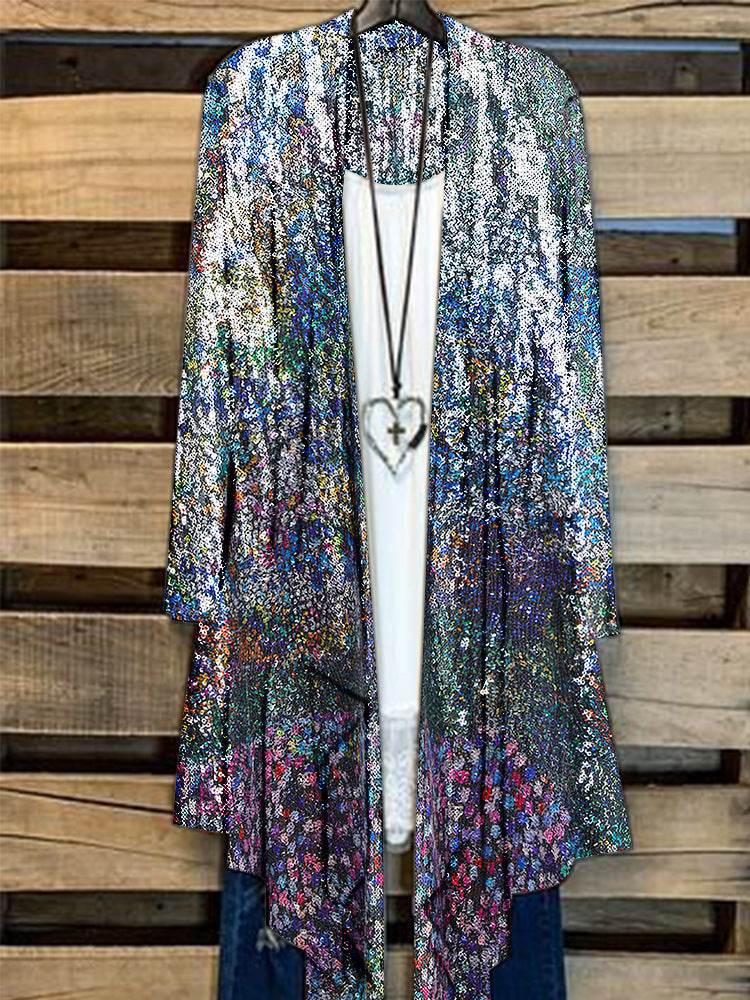 Simple Cardigan Plus Size Women's Printed Coat Top - Mubimart