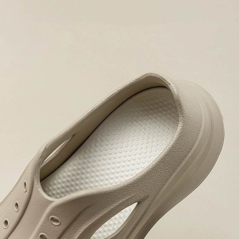 Fashion Thick-soled Clogs Shoes Indoor Floor Slippers Women Men Summer Outdoor Non-Slip Baotou Toe Beach Shoes - Mubimart