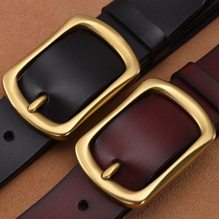 Vintage belt pin buckle belt - Mubimart