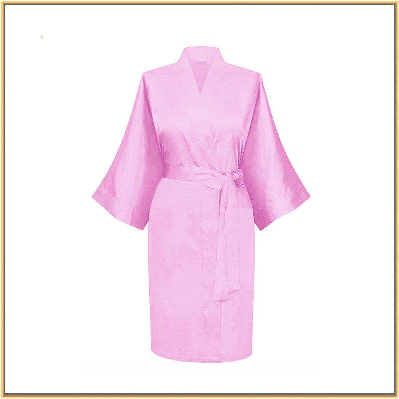 Elastic Imitation Silk Pajamas Solid Color Female Nightgown Elastic Plain Short Nightgown - Mubimart