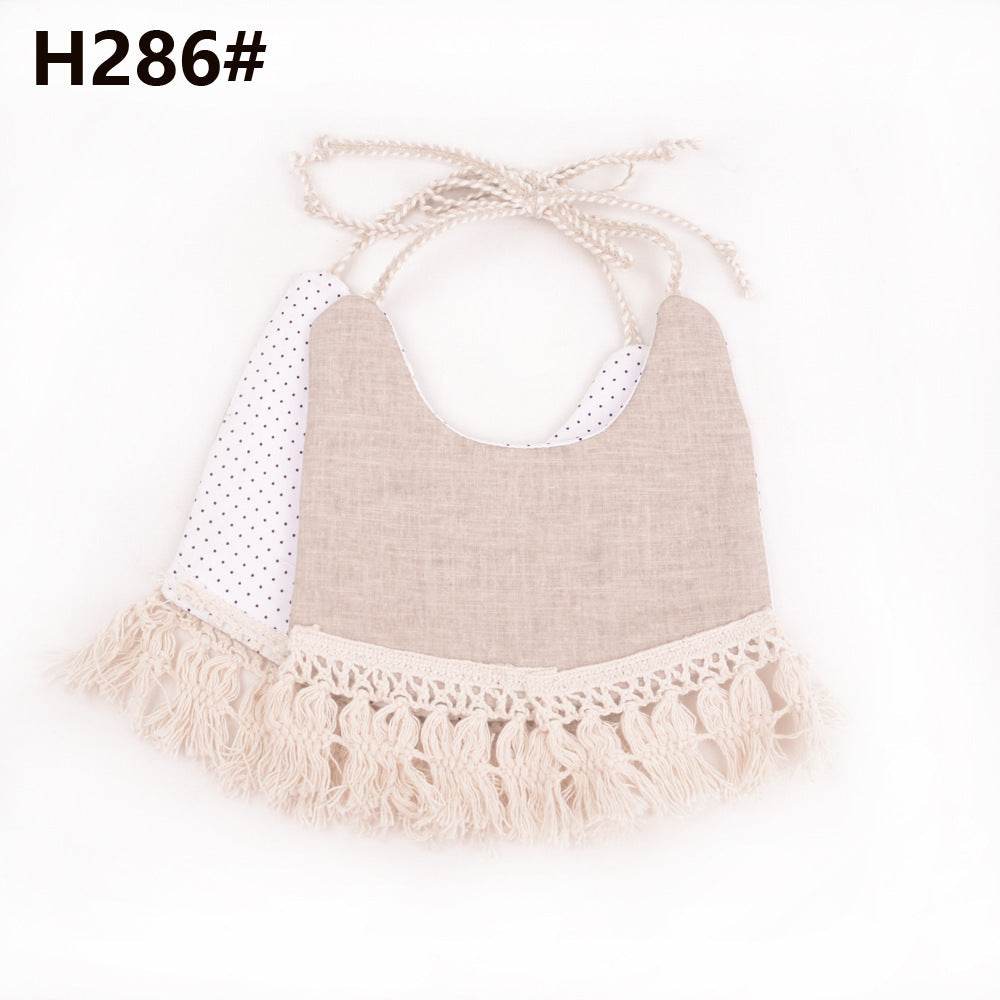Cotton and linen two-layer saliva towel bib bib - Mubimart