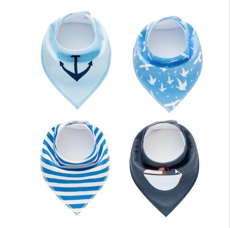 4pcs Lot Bibs Burp Cloth Print Arrow Wave Triangle Baby Bibs Cotton Bandana Accessories - Mubimart