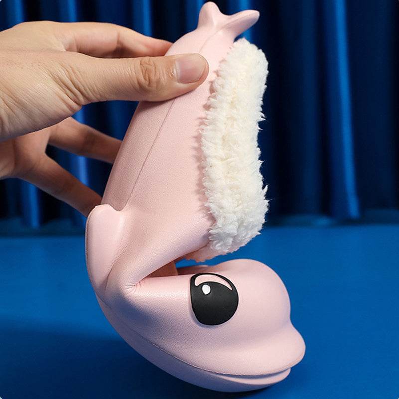 Cute Cartoon Shoes House Warm Fuzzy Slippers Women - Mubimart