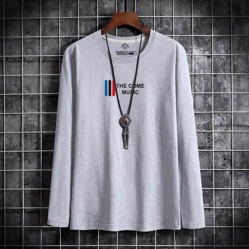 Loose round neck young men's top and bottoming shirt - Mubimart