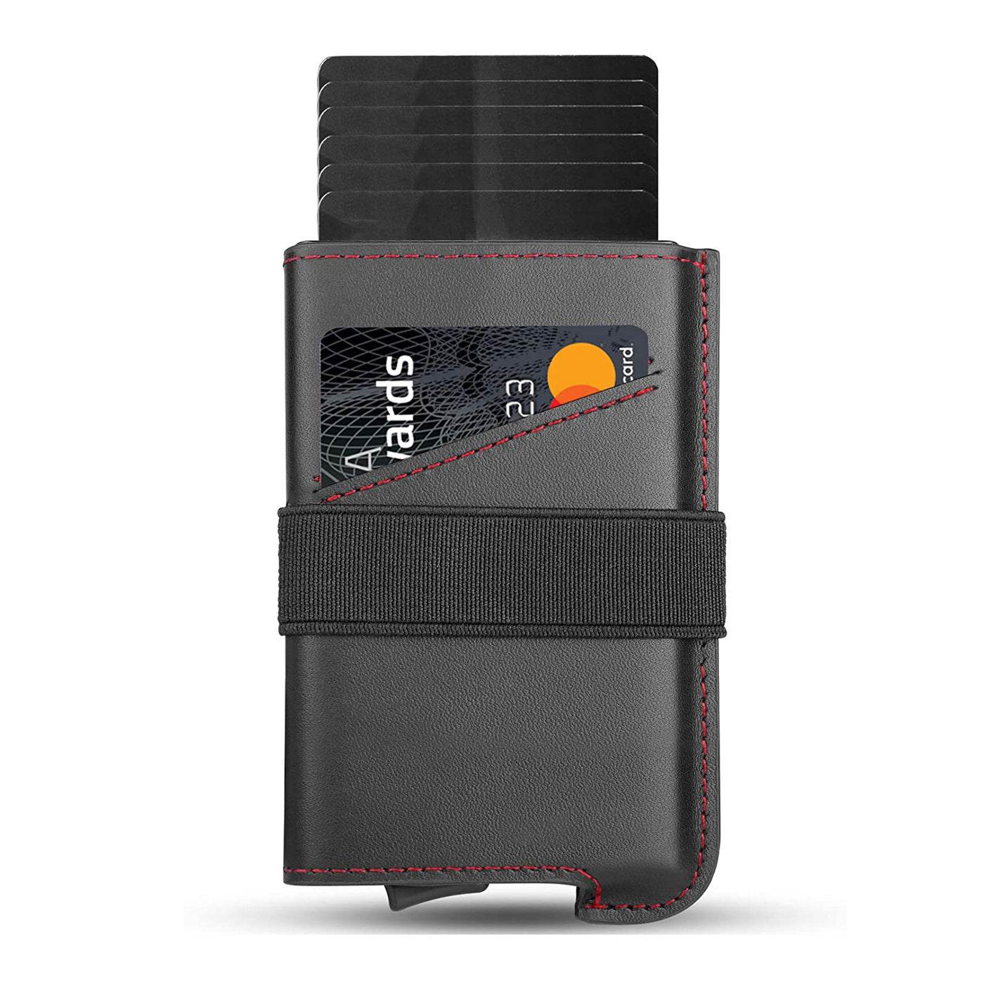 Leather Men's Wallet Compact Mini Card Holder Aluminum Alloy Card Holder Wallet - Mubimart