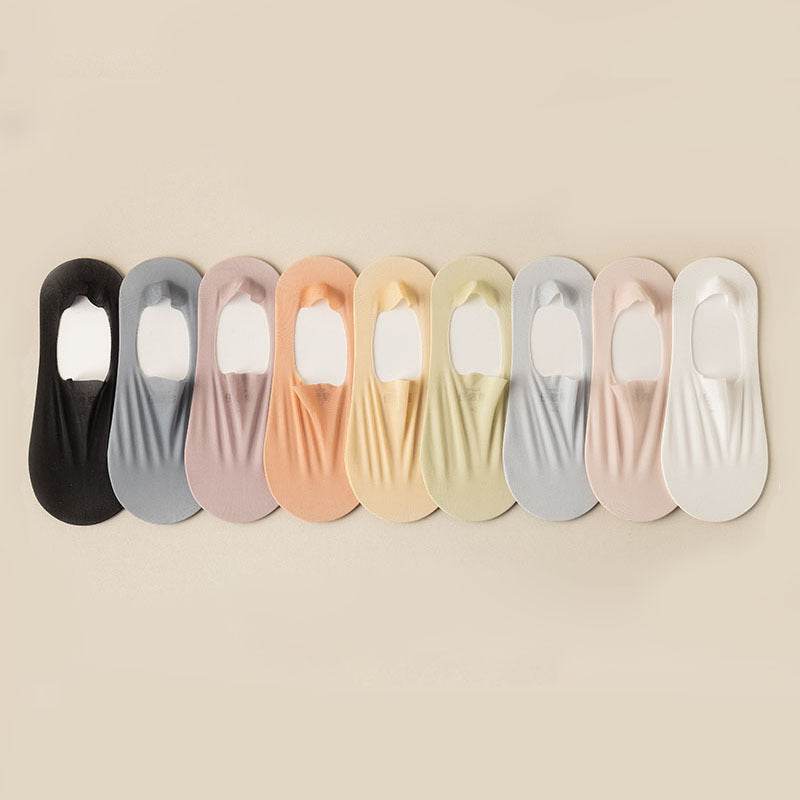 Thin Solid Color Bottom Super Low Cut Invisible Socks - Mubimart