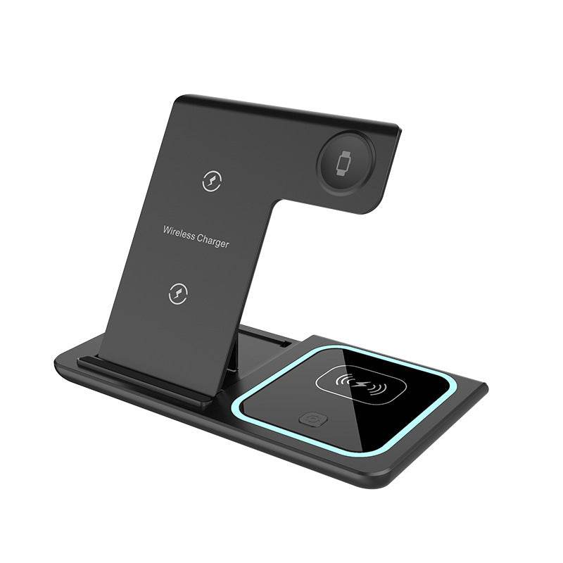 Three-in-one Wireless Charger Electrical Foldable Double Wire Ambience Light Mobile Phone Wireless Charger Wireless Charger - Mubimart