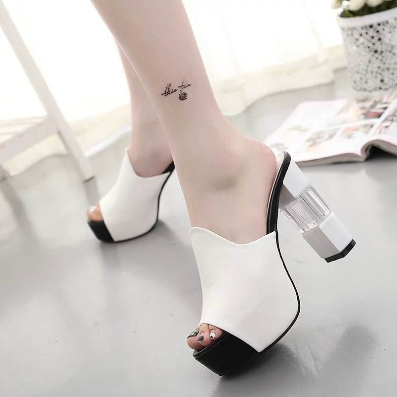 Block high heel platform sandals - Mubimart