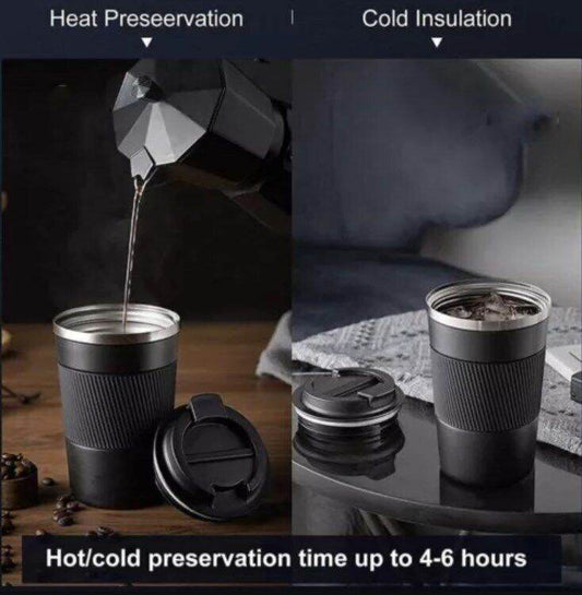 510ML Leakproof Insulated Thermal Travel Stainless Steel Coffee Mug Cup Flask - Mubimart
