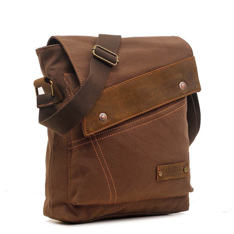 Canvas bag men and women vertical crossbody bag shoulder bag retro - Mubimart