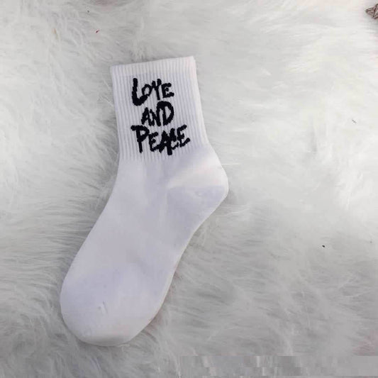 Spring Socks Letters Tube Socks Ins Japanese Pure Cotton Socks Hip Hop European And American Style Athletic Socks - Mubimart