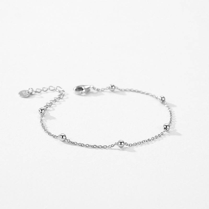 Sterling Silver Beaded Wire Bracelet For Women - Mubimart