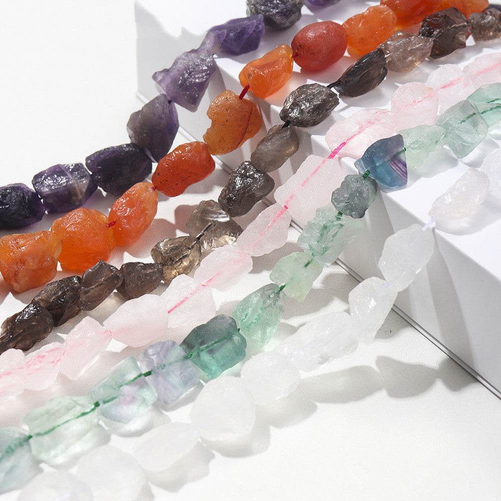 Natural Crystal Raw Unpolished Gemstone Ornaments Bracelet Loose Beads - Mubimart