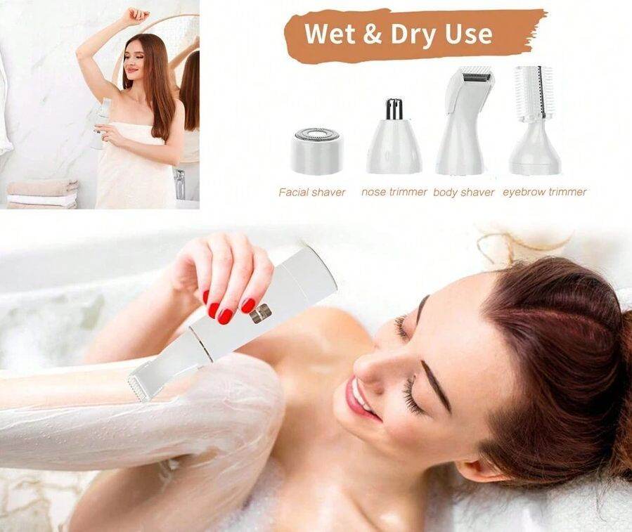 4 In 1 Facial Eyebrow Hair Epilator Remover Tool Device Painless Electric Shaver For Women - Mubimart