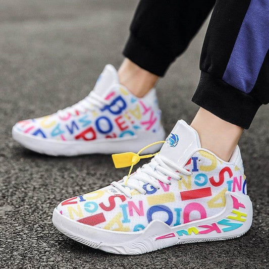 Casual Shoes Couple Graffiti Sneakers Basketball Shoes Women - Mubimart