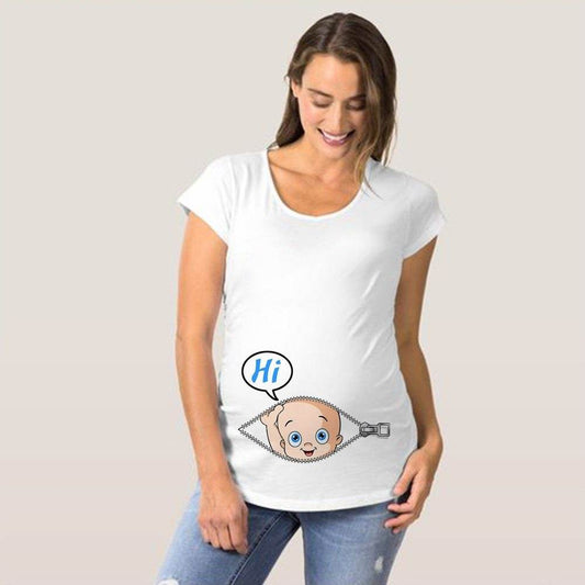 Plus Size Short Sleeve Maternity T-Shirt - Mubimart