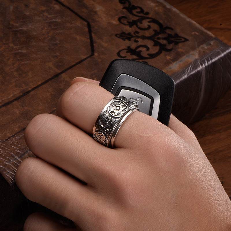 Sterling Silver Rotatable Ring For Men - Mubimart