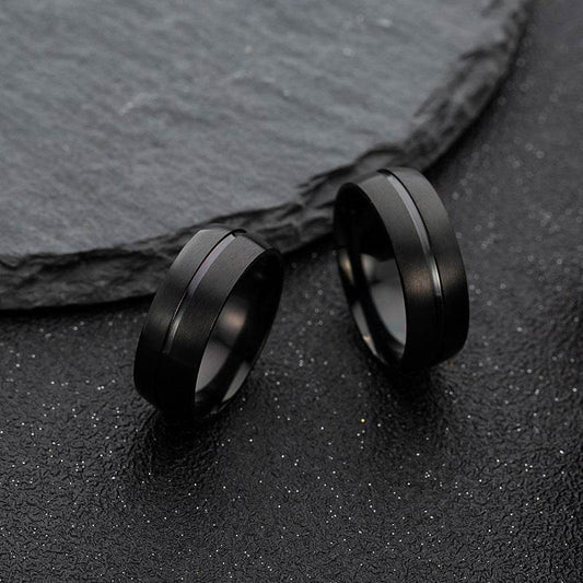 Stainless Steel Ring Black For Men - Mubimart