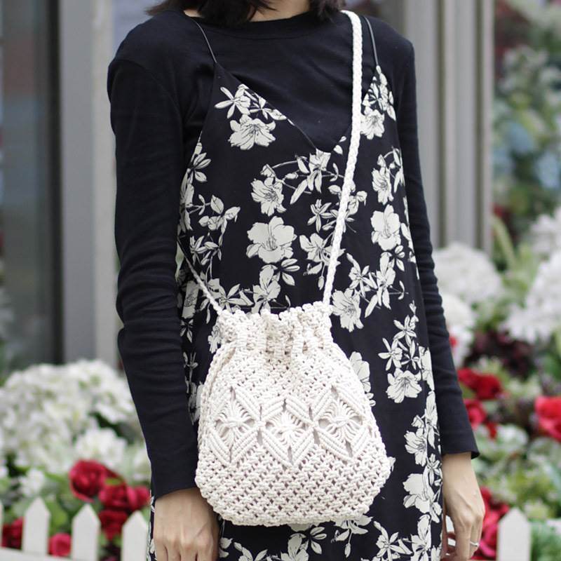 Knitted Tassel Bag Beach Women Bag woven Bag - Mubimart