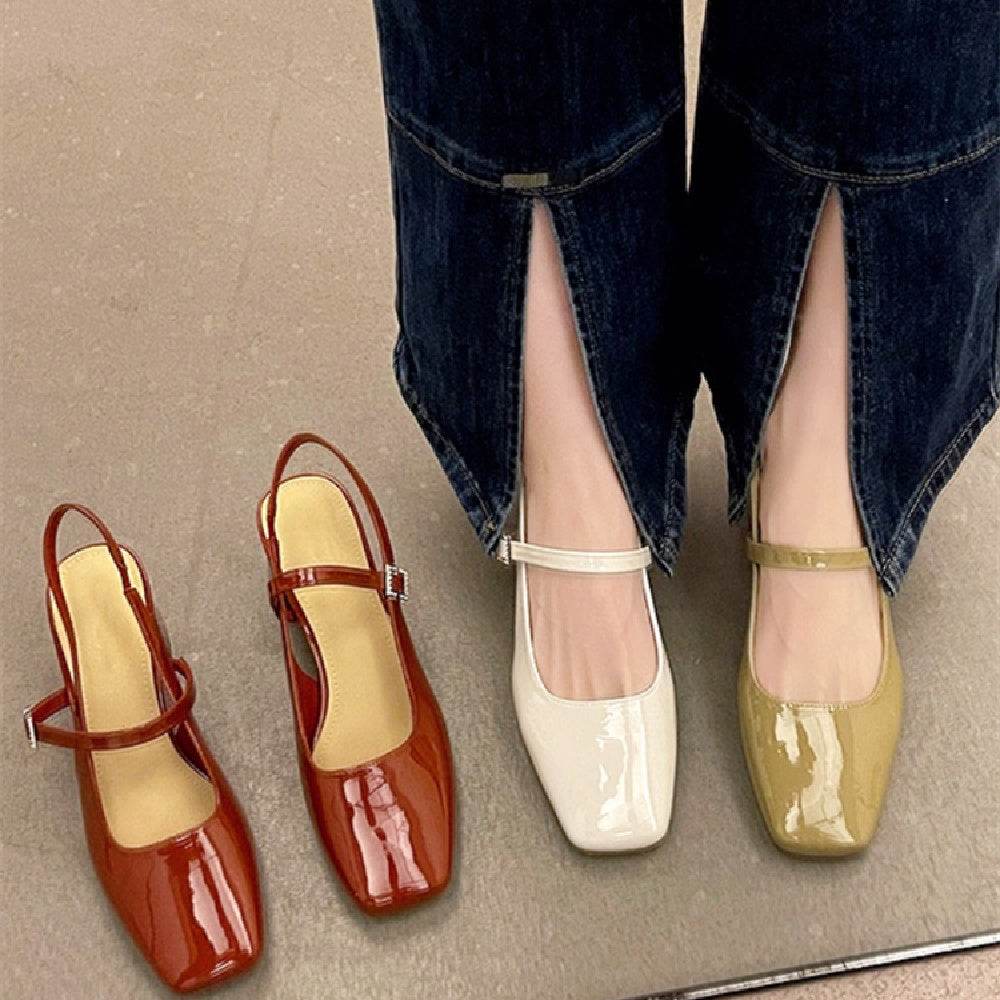 French Chunky Heel Bun Toe Sandal Lady - Mubimart