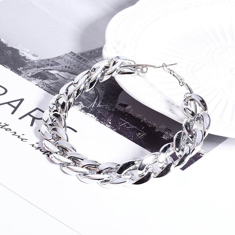 Chain alloy hoop earrings - Mubimart