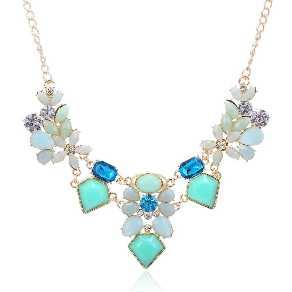 New Arrival Resin Fashion Colorful Cute Charm Gem Flower Choker Necklaces & Pendants Fashion Jewelry Woman Gift Summer style - Mubimart
