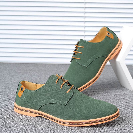 Spring suede men's shoes leather casual oxford shoes - Mubimart